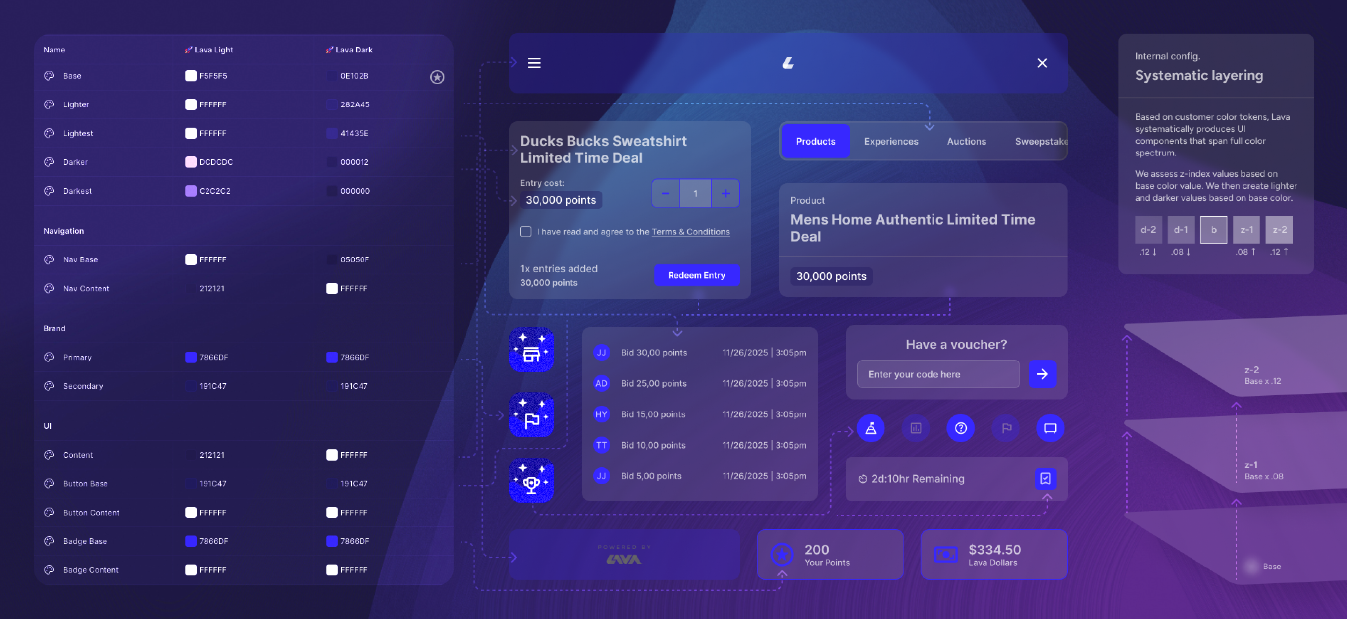 Lava design tokens and branding system