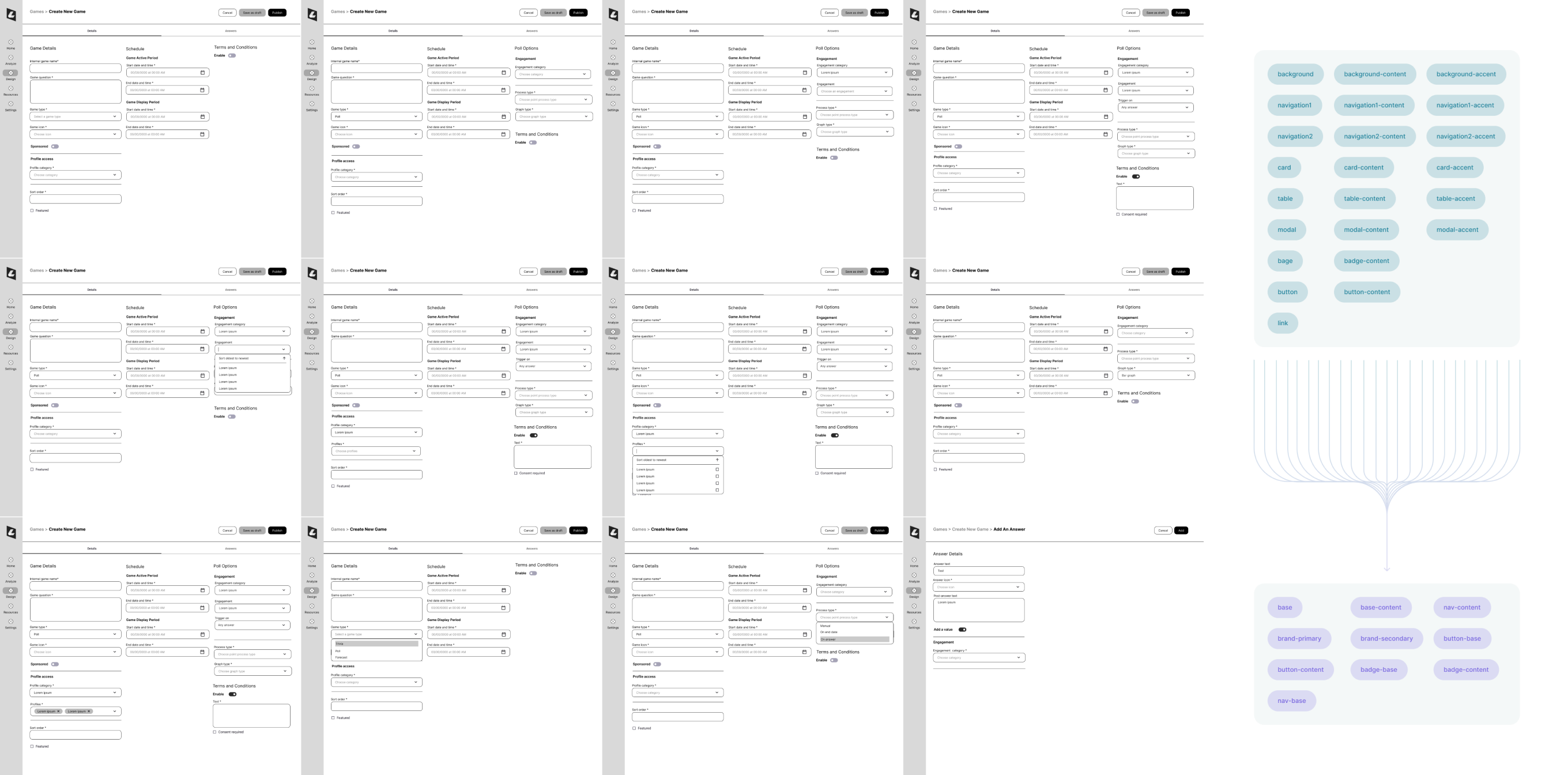 Lava wireframes and information architecture