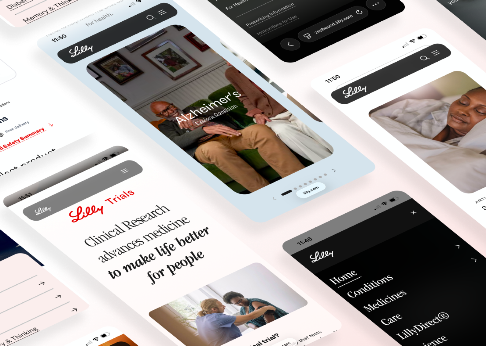 Lilly mobile app screens
