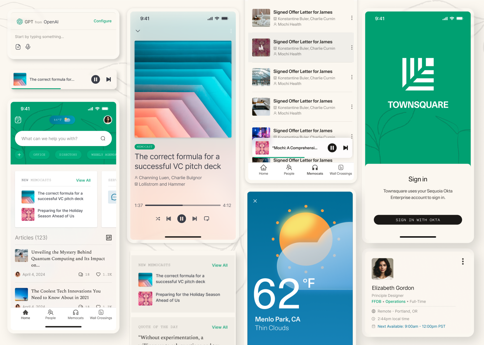 Sequoia Townsquare mobile screens