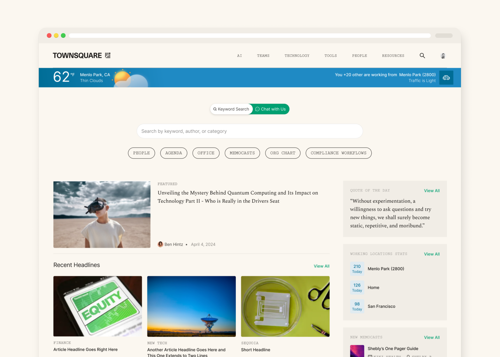 Sequoia Townsquare dashboard