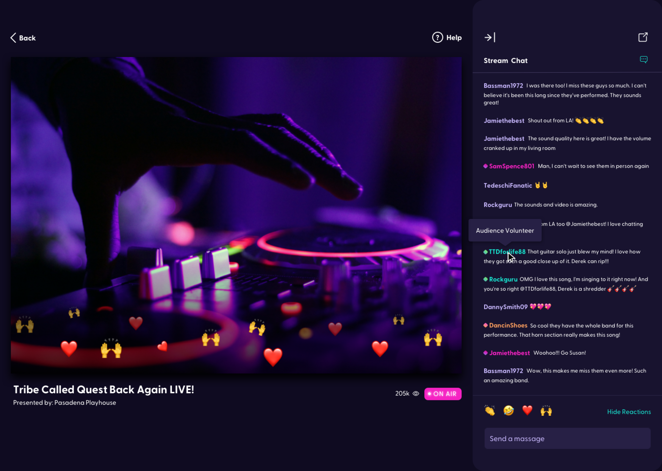Stellar streaming chat and badge system